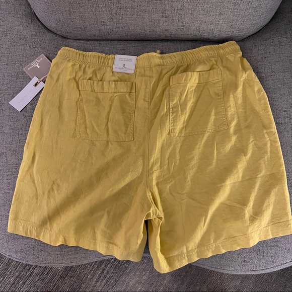 NWT Linen Blend Pull on Shorts Jules & Leopold Casual SZ 1X Yellow - Picture 2 of 7